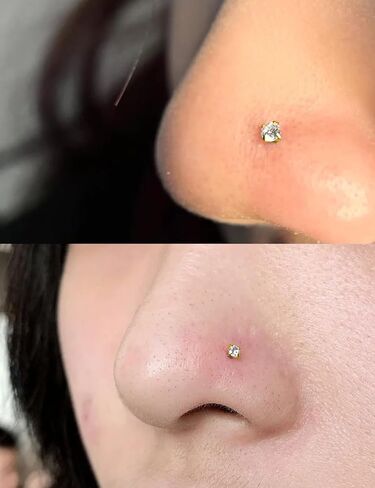 Hoeudjo الأنف الأزرار الجراحية الفولاذ الفولاذ مكعب Zirconia حلقات الأنف لنساء الرجال 2 مم أنف مسمار المسمار والعظام واللوسترل على شكل حلقات مثقبة للمجوهرات 22 مقياس 16 قطعة in Kuwait