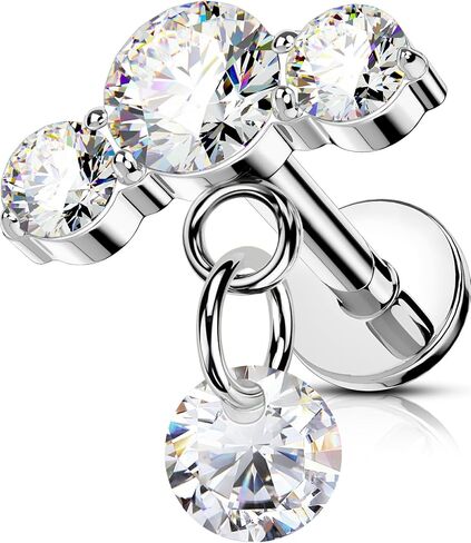 OUFER Curved Hidden Dangle Cartilage Piercing, 16G Threadless Flat Back Piercings Stainless Steel Helix Cartilage Piercing Jewelry in Saudi Arabia