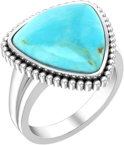 Women's 925 Sterling Silver Gemstone Ring Triangular Trillion Shape Statement Ring Boho Bohemian Gypsy 14mm Band Jewelry Gift for Wedding Anniversary Valentine's Day in Saudi Arabia