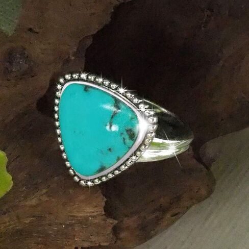 Women's 925 Sterling Silver Gemstone Ring Triangular Trillion Shape Statement Ring Boho Bohemian Gypsy 14mm Band Jewelry Gift for Wedding Anniversary Valentine's Day in Saudi Arabia