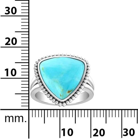 Women's 925 Sterling Silver Gemstone Ring Triangular Trillion Shape Statement Ring Boho Bohemian Gypsy 14mm Band Jewelry Gift for Wedding Anniversary Valentine's Day in Saudi Arabia