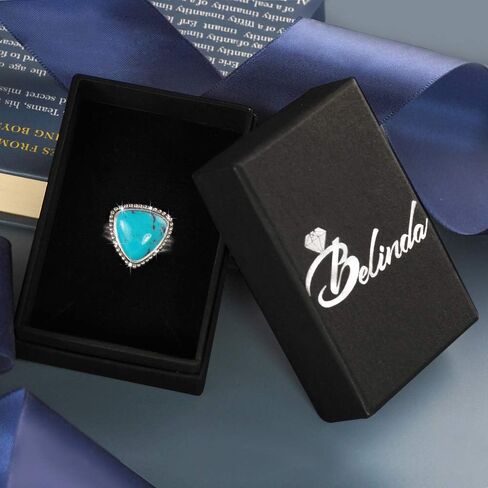 Women's 925 Sterling Silver Gemstone Ring Triangular Trillion Shape Statement Ring Boho Bohemian Gypsy 14mm Band Jewelry Gift for Wedding Anniversary Valentine's Day in Saudi Arabia