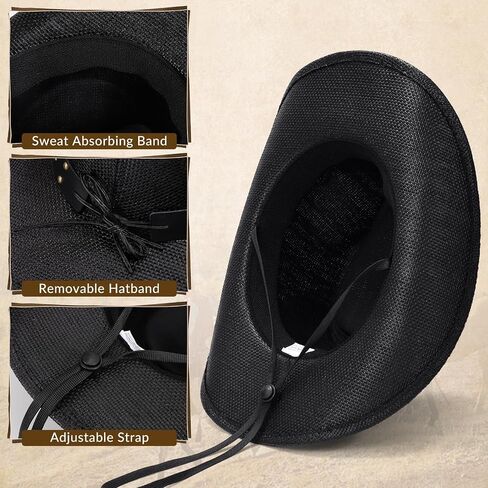 SANSTHS Cowboy Cowgirl Hats for Men Women 2 Pack Hatbands Straw Hat Wide Brim Breathable Western Hats for Lover in Saudi Arabia