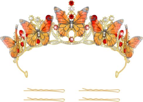 YARIEW Monarch Butterfly Princess Crown for Women and Girls Gold Rhinestone Headband Crystal Tiara for Butterfly Birthday Decorations Halloween Cosplay Butterfly Costume in Kuwait