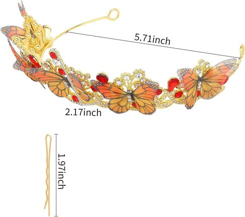 YARIEW Monarch Butterfly Princess Crown for Women and Girls Gold Rhinestone Headband Crystal Tiara for Butterfly Birthday Decorations Halloween Cosplay Butterfly Costume in Kuwait