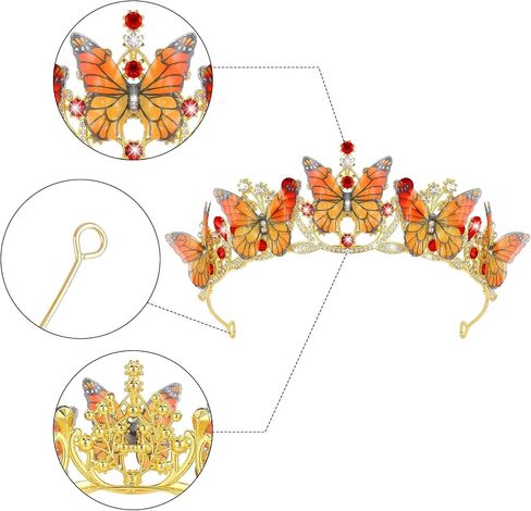 YARIEW Monarch Butterfly Princess Crown for Women and Girls Gold Rhinestone Headband Crystal Tiara for Butterfly Birthday Decorations Halloween Cosplay Butterfly Costume in Kuwait