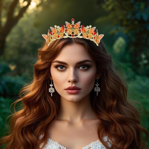 YARIEW Monarch Butterfly Princess Crown for Women and Girls Gold Rhinestone Headband Crystal Tiara for Butterfly Birthday Decorations Halloween Cosplay Butterfly Costume in Kuwait