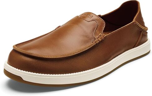 OLUKAI Kakaha Nia Men's Leather Sneakers, Supple Full-Grain Leather Shoes, Drop-in Heel & All Weather Rubber Soles in Saudi Arabia