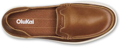 OLUKAI Kakaha Nia Men's Leather Sneakers, Supple Full-Grain Leather Shoes, Drop-in Heel & All Weather Rubber Soles in Saudi Arabia