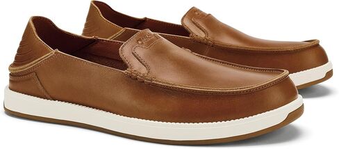 OLUKAI Kakaha Nia Men's Leather Sneakers, Supple Full-Grain Leather Shoes, Drop-in Heel & All Weather Rubber Soles in Saudi Arabia