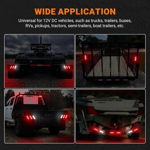 6PCS 6 Inch Oval LED Trailer Tail Lights, 4 Red & 2 White 10 LED 6" Led Turn Stop Brake Reverse Back Up Tail Lights, IP67 Waterproof Surface Mount for 12V Truck RV Boat Caravan, No Need to Cut Holes in Kuwait