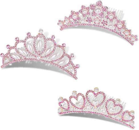 3 Pcs Pink Princess Tiaras for Girls - Mini Crowns & Toddler Tiaras in Kuwait