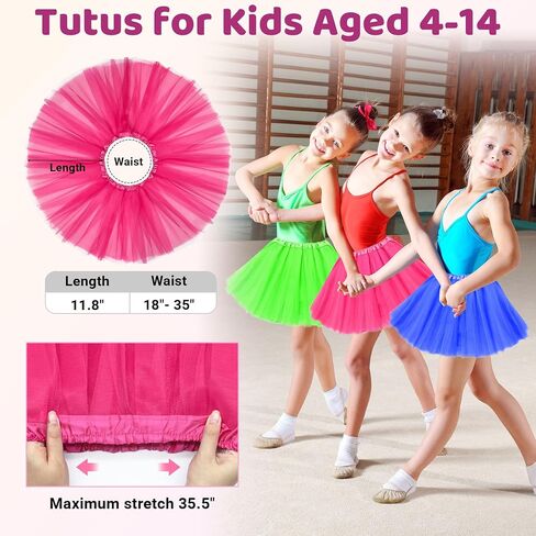 Tutu for Toddler Girls 3 Layers Tulle Tutu Skirt for Kids Age 4-14 Tutus for Dance Ballet Costume Dress Halloween Tutu in Saudi Arabia