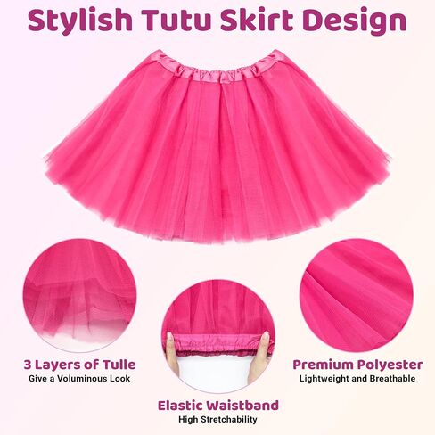 Tutu for Toddler Girls 3 Layers Tulle Tutu Skirt for Kids Age 4-14 Tutus for Dance Ballet Costume Dress Halloween Tutu in Saudi Arabia