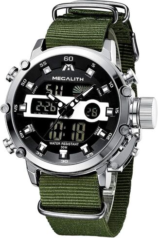 Megalith Mens الساعات العسكرية الرقمية العسكرية العسكرية العسكرية التكتيكية متعددة الوظائف LED HUSTER LED WATCGED WATCH FOR in Kuwait