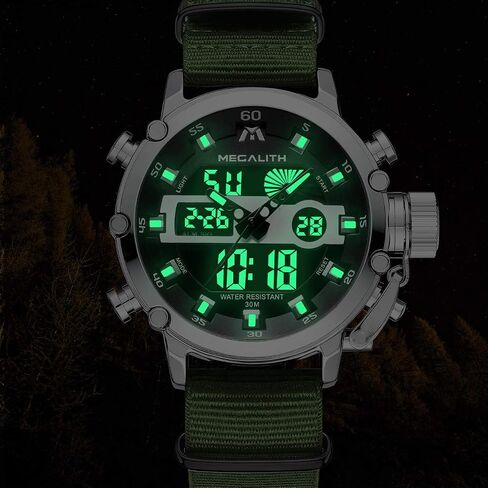 Megalith Mens الساعات العسكرية الرقمية العسكرية العسكرية العسكرية التكتيكية متعددة الوظائف LED HUSTER LED WATCGED WATCH FOR in Kuwait