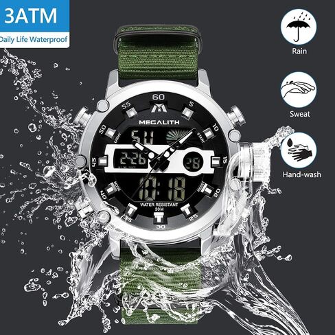 Megalith Mens الساعات العسكرية الرقمية العسكرية العسكرية العسكرية التكتيكية متعددة الوظائف LED HUSTER LED WATCGED WATCH FOR in Kuwait