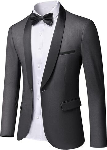 MrSure Men's Casual Blazer One Button Shawl Lapel Jacket, Lightweight Coats for Wedding Party in Kuwait