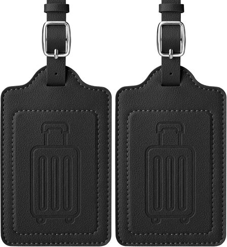 Teskyer Leather Luggage Tags for Suitcases, TSA Approved Luggage Tag with Privacy Protect Flap Cover, 2 Pack, Brown in Kuwait