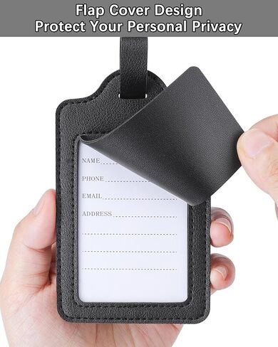 Teskyer Leather Luggage Tags for Suitcases, TSA Approved Luggage Tag with Privacy Protect Flap Cover, 2 Pack, Brown in Kuwait