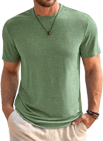 Runcati Mens Short Sleeve Thirts Classic Crew Neck Shirt Summer Summer Basic Lightweight Fashion Moisture Wicking Tees in Kuwait