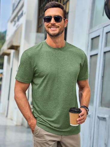 Runcati Mens Short Sleeve Thirts Classic Crew Neck Shirt Summer Summer Basic Lightweight Fashion Moisture Wicking Tees in Kuwait