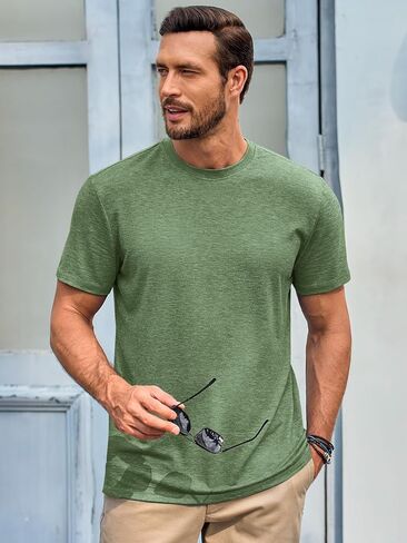 Runcati Mens Short Sleeve Thirts Classic Crew Neck Shirt Summer Summer Basic Lightweight Fashion Moisture Wicking Tees in Kuwait