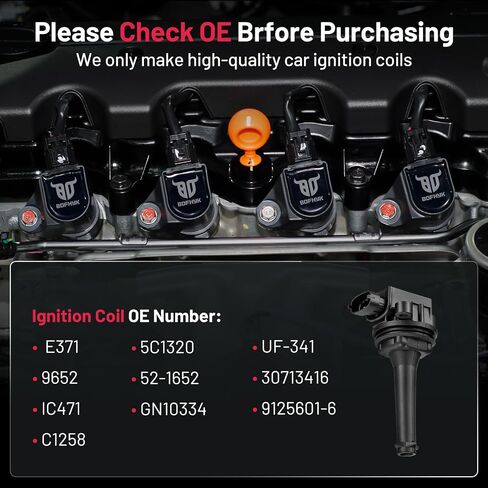 BDFHYK Ignition Coils Pack Compatible with Volvo XC70 V70 S80 XC90 C70 S60 S70 1999 2000 2001 2002 2003 2004 2005 2006 l5 2.4L 2.5L Coil for UF341 C1258 5C1320 E371 IC471 9652 GN10334 Set of 5 in Saudi Arabia
