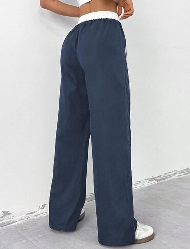 ZAFUL Womens Parachute Pants Y2K Wide Leg Cargo Sweatpants Drawstring Waist Jogger Pants with Pockets in Saudi Arabia