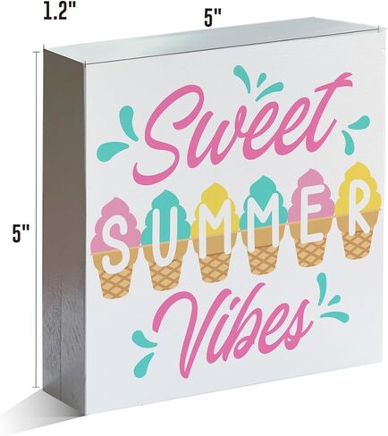 Farmhouse Sweet Summer Time Wooden Box Sign Summer Lemon Theme Wood Block Tabletop Sign Decorative Desk Sign Home Office Shelf Decor 5 X 5 Inches in Kuwait