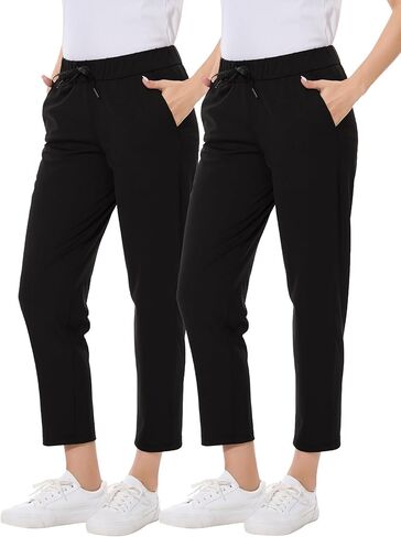 2 Pack Women's Pants with Deep Pockets Stretch Soft Sweatpants for Casual Athletic Lounge Work Golf Travel in Kuwait