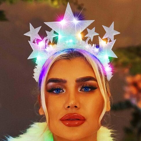 Bartosi Light Up Stars عصبة رأس LED نجم الرأس Glow Band Hair Association للنساء in Saudi Arabia