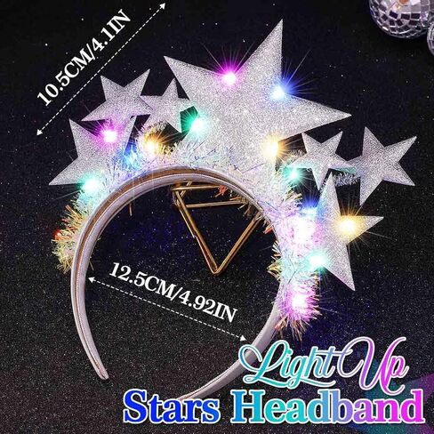 Bartosi Light Up Stars عصبة رأس LED نجم الرأس Glow Band Hair Association للنساء in Saudi Arabia