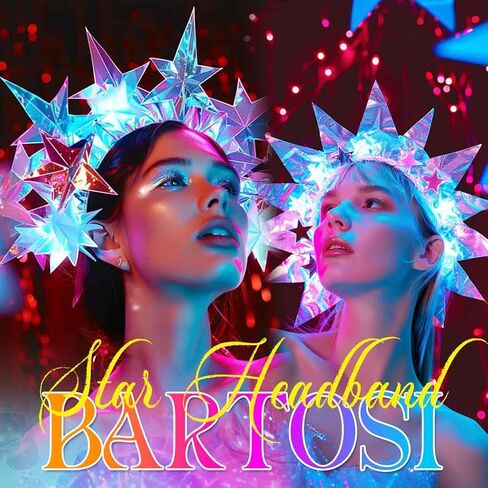 Bartosi Light Up Stars عصبة رأس LED نجم الرأس Glow Band Hair Association للنساء in Saudi Arabia