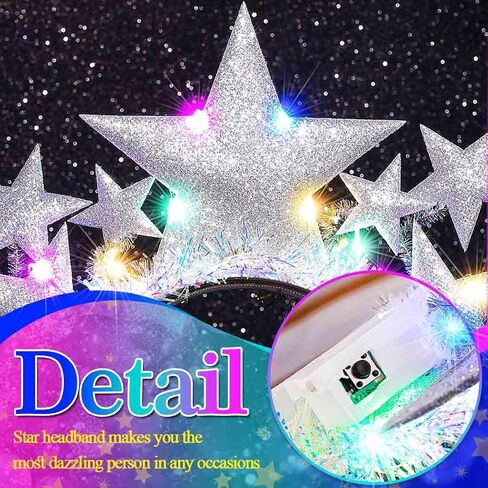 Bartosi Light Up Stars عصبة رأس LED نجم الرأس Glow Band Hair Association للنساء in Saudi Arabia