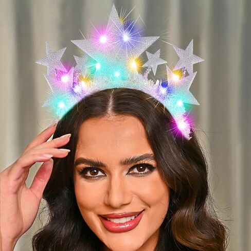 Bartosi Light Up Stars عصبة رأس LED نجم الرأس Glow Band Hair Association للنساء in Saudi Arabia