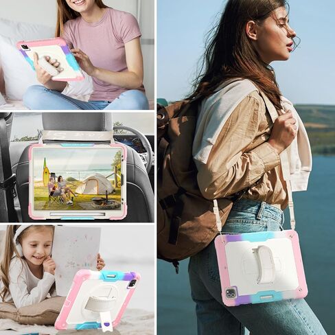 HXCASEAC Case for iPad Pro 12.9 inch (Pro 6th 5th 4th 3rd) Shockproof with Screen Protector/Pencil Holder/Hand Strap, [3-Layer] Heavy Duty Protective iPad Pro 12.9 Case 2022/2021/2020/2018, Black in Saudi Arabia