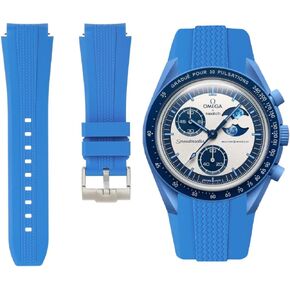 Weave Curved End Rubber Watch Straps for Omega x Swatch MoonSwatch - Curve No Gap Quick-Release Replacement Silicone Bands for Moonwatch Speedmaster for Men & Women - 20mm