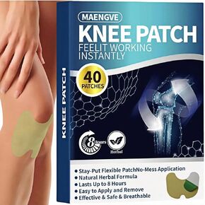 Warming Herbal Knee Patches for Bone on Bone Extra Strength Support, Natural Joint Care Patches – Long-Lasting Comfort for Knees, Back, Neck & Shoulders, 40 Count