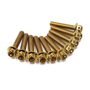 Unifizz 10pcs Gold Tone M6 X 30mm Motorcycle Titanium Alloy Hexagon Bolts Clips Screws 1996-2023