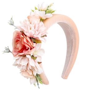 Red Floral Velvet Headband - Elegant Red Rose Flower Wedding Headband Vintage Classic Fascinator Headwear Tea Party Headpiece for Women and Girls Cocktail Events Party Costume Dress Up