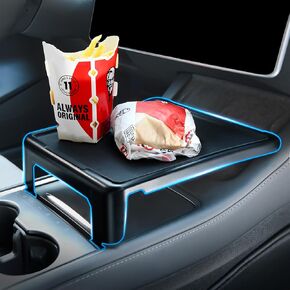 Tesla Table for Tesla Model Y Model 3 Accessories 2024 2023 2022 2021, 2-in-1 Car Center Console Food Tray Desk for Eating & Dashboard Storage Organizer, Removable Silicone Pad (Only for Tesla)