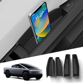 Yocar Tesla Cybertruck Accessorie, Door Handle Inserts for Cybertruck, 4Pcs Door Handle Storage Tray All with Silicon Padded 4 Doors for Tesla Cybertruck 2024+, Cybertruck Organizer