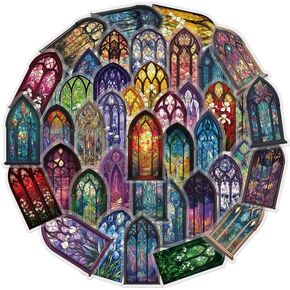 Stained Glass Window Stickers - Vintage Gothic Clings for Home, Church Decor - Removable Decals for Privacy, Sunlight Art, DIY Gifts
