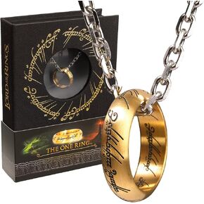 The Noble Collection The Lord of the Rings the One Ring - Ring One Stains Steel One Ring في سلسلة 24IN (61 سم) - مجموعة أفلام مرخصة رسميًا هدايا المجوهرات