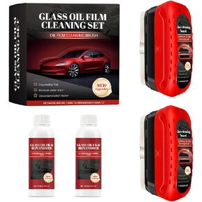 Oil Film Cleaning Brush for car Windows 2025 New Glass Coating for Windshield Glass Oil Film Remover, Strong Front Windshield Remover for Windshield Improves Clarity and Visibility 2Pack