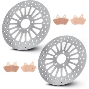 Youxmoto 2PCS 11.5 Front Brake Disc Rotors and Pads for Harley 2000-2007 Road King Street Glide Electra/Night Train/Fat Boy. Front Wheel Brake Rotor for Softail Sportster/Super Glide Wide