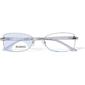 Rimless Bifocal Reading Glasses for Women Frameless Rectangle Bifocal Clear Top Readers for Women Blue Light Blocking