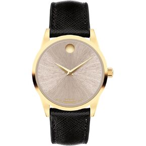 Movado Museum Classic Women's Watch ، حزام جلدي ، ساعة فاخرة ذاتية - هدية لها - 33 مم