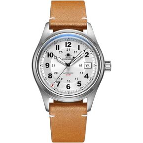 AddiesDive Mens Watch Automatic NH35 200M مضيئة سهلة القراءة معصم الاتصال الهاتفي مراقبة الحد الأدنى من الموضة البسيطة تاريخ التناظرية مع حزام جلدي